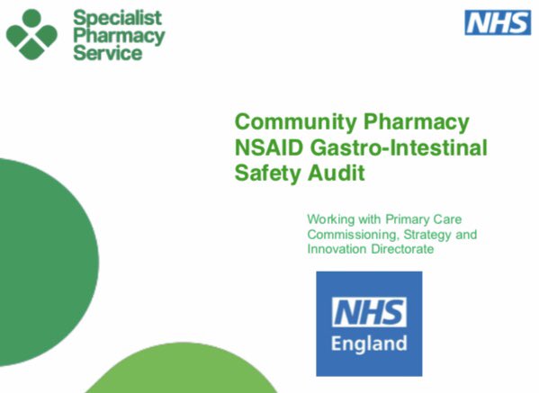 The community pharmacy NSAID safety audit can be undertaken anytime from Nov 2018-15th Feb 2019.

A data collection form and further details can be found on: sps.nhs.uk/articles/nsaid…

More information on routes for data collection is available on the @PSNCNews website.