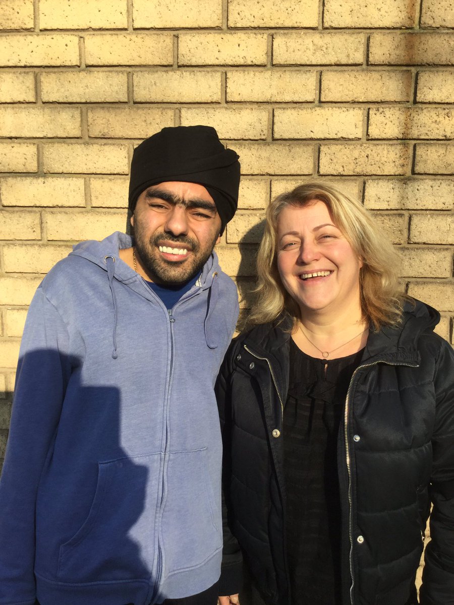 Me and Mandy photograph at the Otley All Saints School after our Hate and Mate performance on yesterday @Leep1leeds @bstacleeds @HatfieldHaigh2 #HateCrime #MateCrime