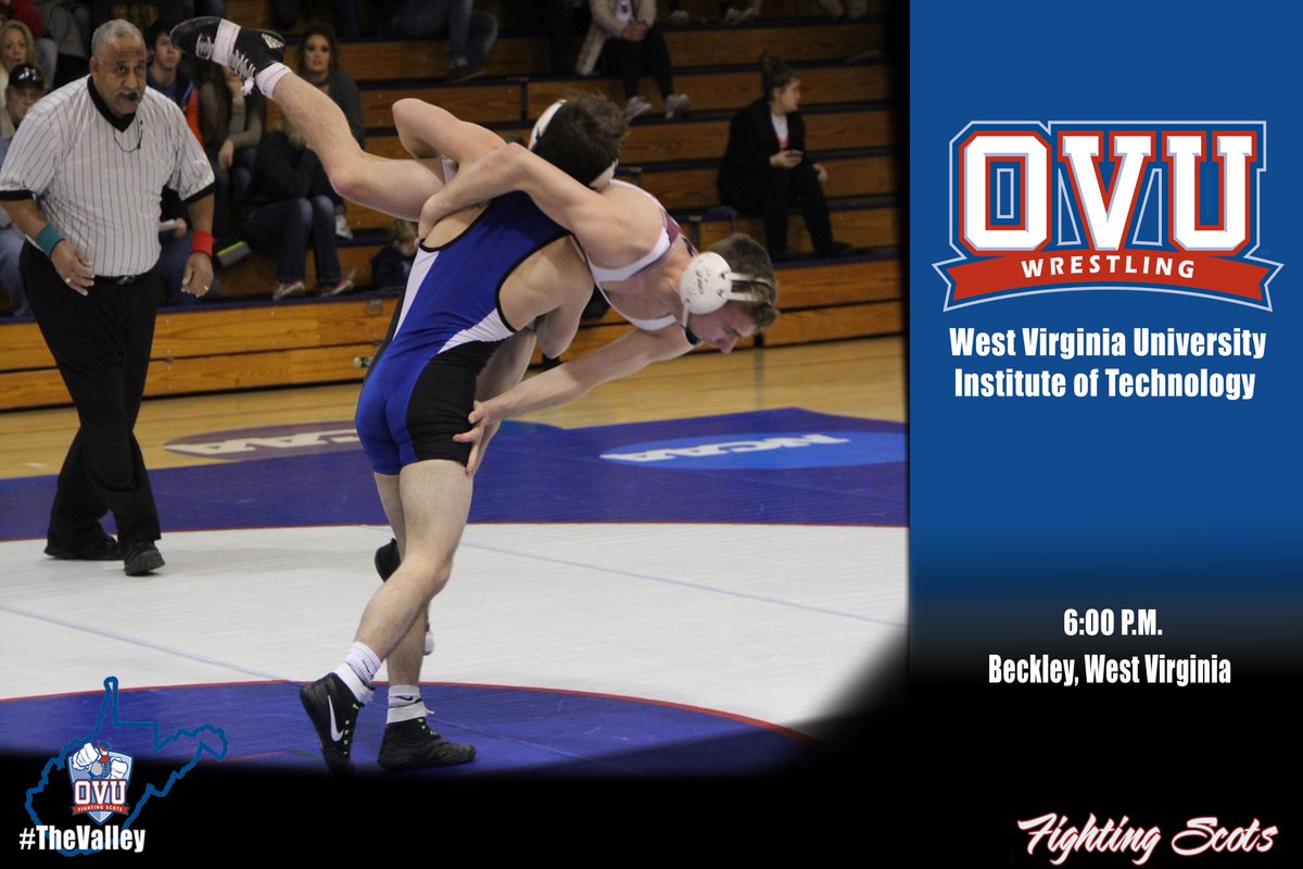 🤼‍♂️| Ohio Valley University Fighting Scots will travel to Beckley, West Virginia to take on West Virginia University of Institute of Technology. The meet is scheduled to begin at 6:00 P.M. 

Live coverage can be found at goldenbearathletics.com/coverage.aspx

#TheValley