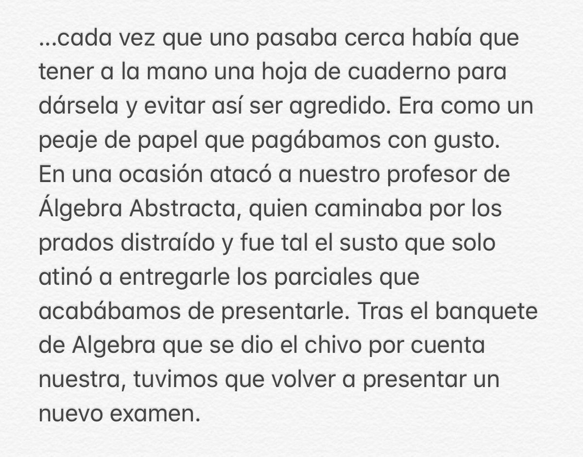 MantillaIgnacio's tweet photo. Viernes de anécdotas para trinar (y compartir lo que nos hizo llorar o reír en la UN).
En la Ciudad Universitaria había un macho cabrío (chivo), muy bravo, que atacaba a todo aquel que se le acercaba. El chivo se había acostumbrado a comer papel y... https://t.co/3ZN7cRMyoX
