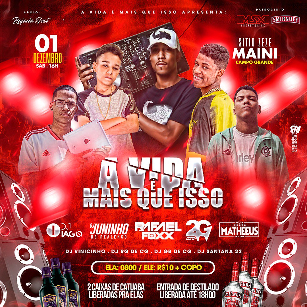 MAISQUEISSOPROD's tweet photo. ❌A VIDA É MAIS QUE ISSO❌

DIA: 01 DE DEZEMBRO (SABADÃO)
HORÁRIO: 15H
LOCAL: Sítio Zezé Maine 

❌ PISCINA LIBERADA
❌ SORTEIO DE UMA BLUSA DO FLAMENGO
❌ MULHER: 0800 
❌ ENTRADA DE DESTILADO LIBERADA ATÉ 18H
❌ 2 CAIXAS DE CATUABA LIBERADAS PRA ELAS https://t.co/fVobSXmrab