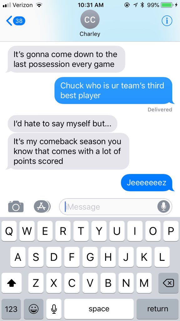 RecLeagueRumors's tweet photo. Leaked text messages show that Charley Chason is calling for a big season, calls himself “the team’s third best player”. League insiders are skeptical. https://t.co/qmUlKcZSYF