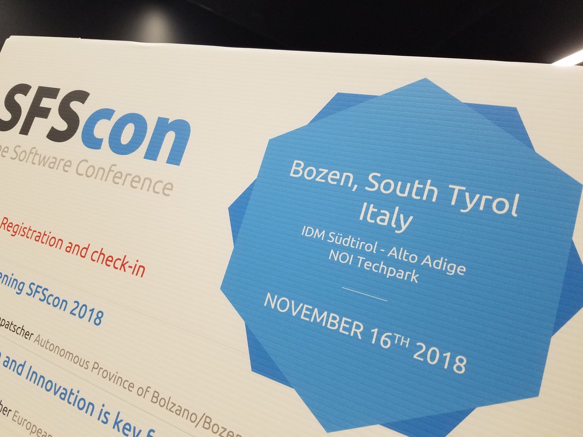 OpenSourceOrg's tweet photo. Next up at @SFScon, OSI Directors, @webmink ("#OpenSource: 15+20=Whatβs next?"), and @italovignoli ("Best Practices: Open Standards for Documents"). #SFScon / #SFSCon18 https://t.co/HxcDe8utgf