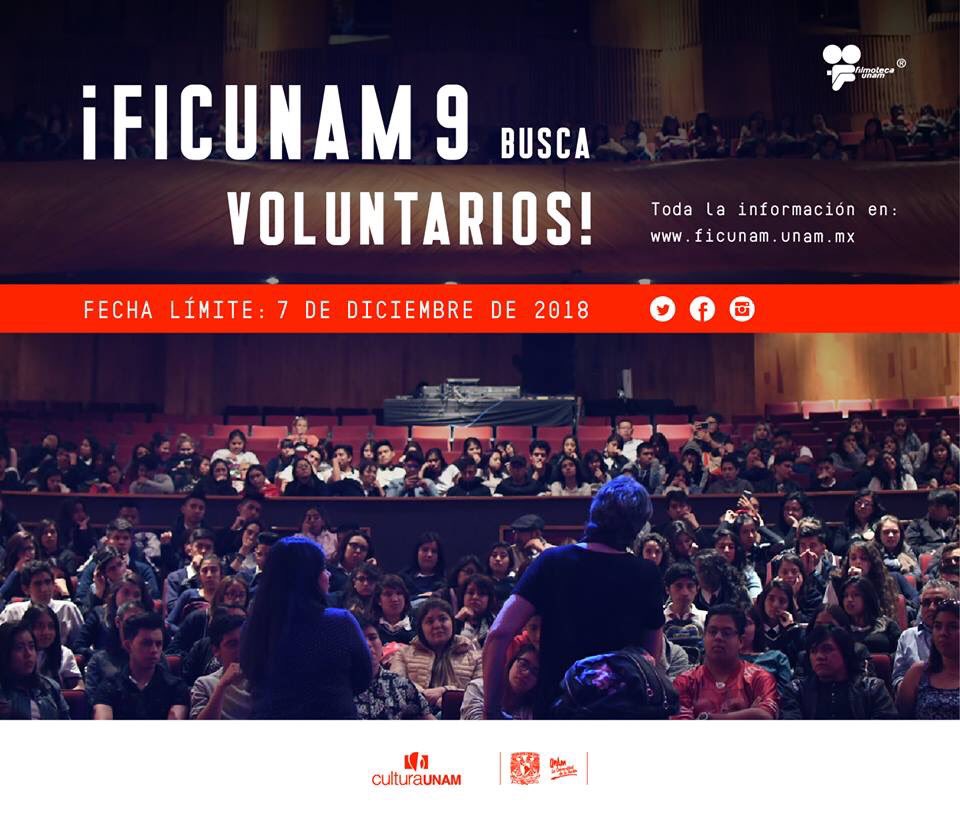 Si te gusta el cine, trabajar en equipo y te interesa convivir con personas del medio cinematográfico, ¡únete al equipo de voluntarios de #FICUNAM9! 📽️✨

*Recuerda que tienes hasta el 7 de diciembre para enviar tu formulario. 👉🏽 [ goo.gl/WqkDYJ ]