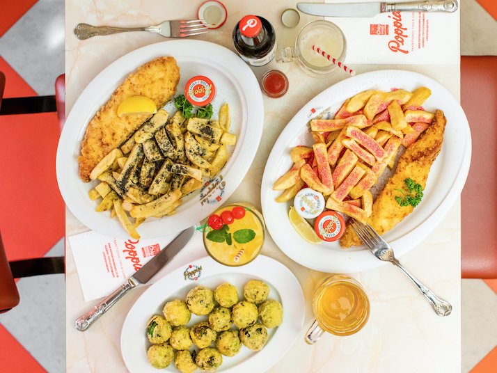 popsfishnchips's tweet photo. Coming to Poppies Soho this December : Battered Brussels Sprouts, Naughty & Nice Chips (feat. glitter & charcoal) and snowball cocktails! #MerryChipmas https://t.co/RTPxbgDc1f