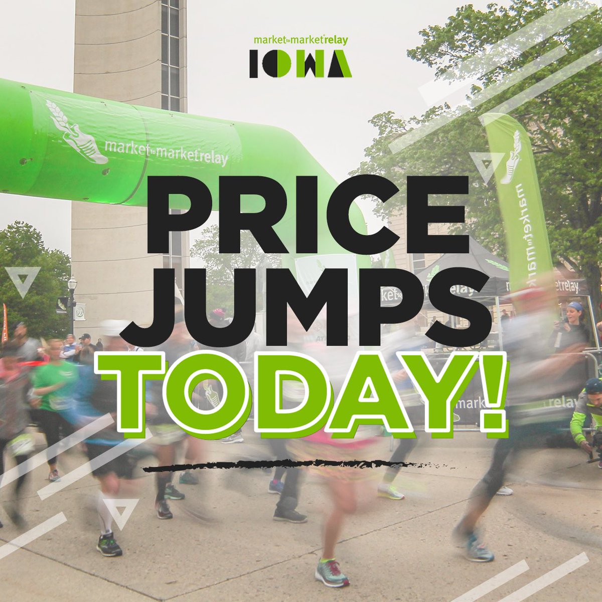 M2MRelayIowa's tweet photo. Today is your last chance to get the lowest pricing for the 2019 #m2mrelay Iowa. The price jumps TODAY at 11:59 pm. The race is already over 75% SOLD OUT, so secure your spot early and save your $$ for van snacks! https://t.co/kfrOFlZm6M https://t.co/s510VnX1Pr