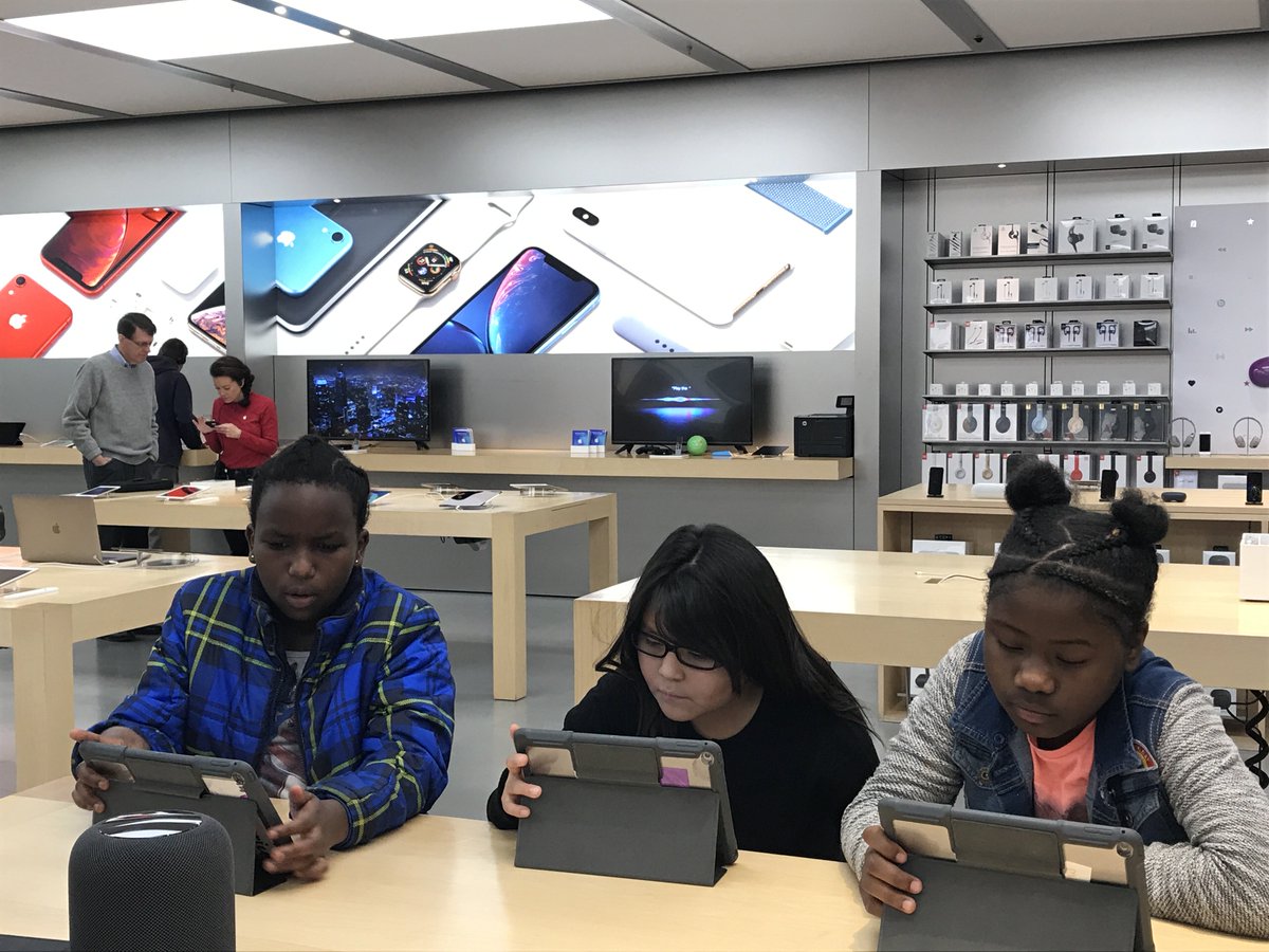 jacksonlibrary2's tweet photo. Mary W. Jackson students traveled to the local Apple store to receive extra training on their iPads. Their faces tell the story. Thank you Apple employees for you commitment to education. @jacksonlibrary2 @slcschools @applestores #Apple #ipadsineducation https://t.co/shSxc8UFoz