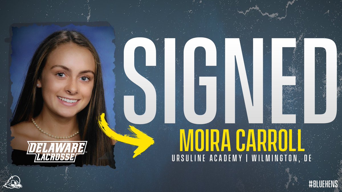 DelawareWLAX's tweet photo. She's staying home folks! A Wilmington native, @m_carroll17 is a relentless player in the midfield and a specialist on the draw unit. #BlueHens #302Committed

🌟 https://t.co/xHojbN7IND https://t.co/yt9Vxe2m9l
