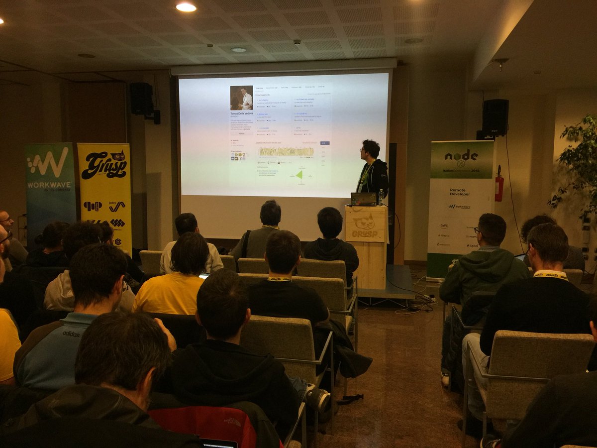 nodejsconfit's tweet photo. Last talk of this #NodejsConfIt
“Monoliths always pay their debts”
Tomas Della Vedova @delvedor
#nodejs #conference
(Please remember to rate the talks! https://t.co/Ae0SyTrv0y) https://t.co/BjkVOsEO0i