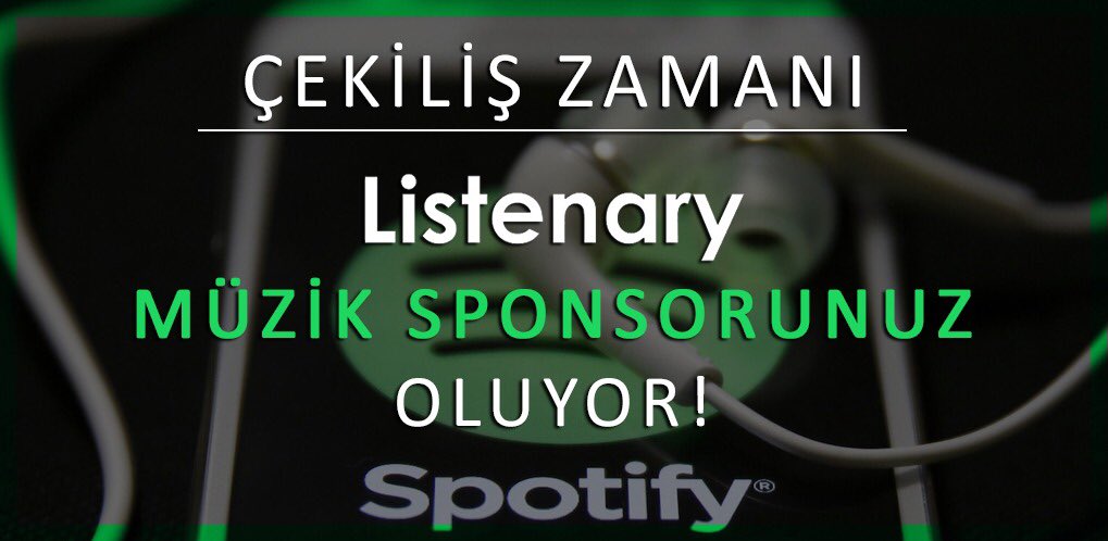 Listenary's tweet photo. Çekiliş zamanı! 🎁

Bu tweeti RT'leyip, bizi takip eden 1 kişiye 1 yıllık "Spotify Premium"  üyeliği hediye ediyoruz!

Son katılım tarihi: 23 Kasım https://t.co/BnqIU7xEoJ