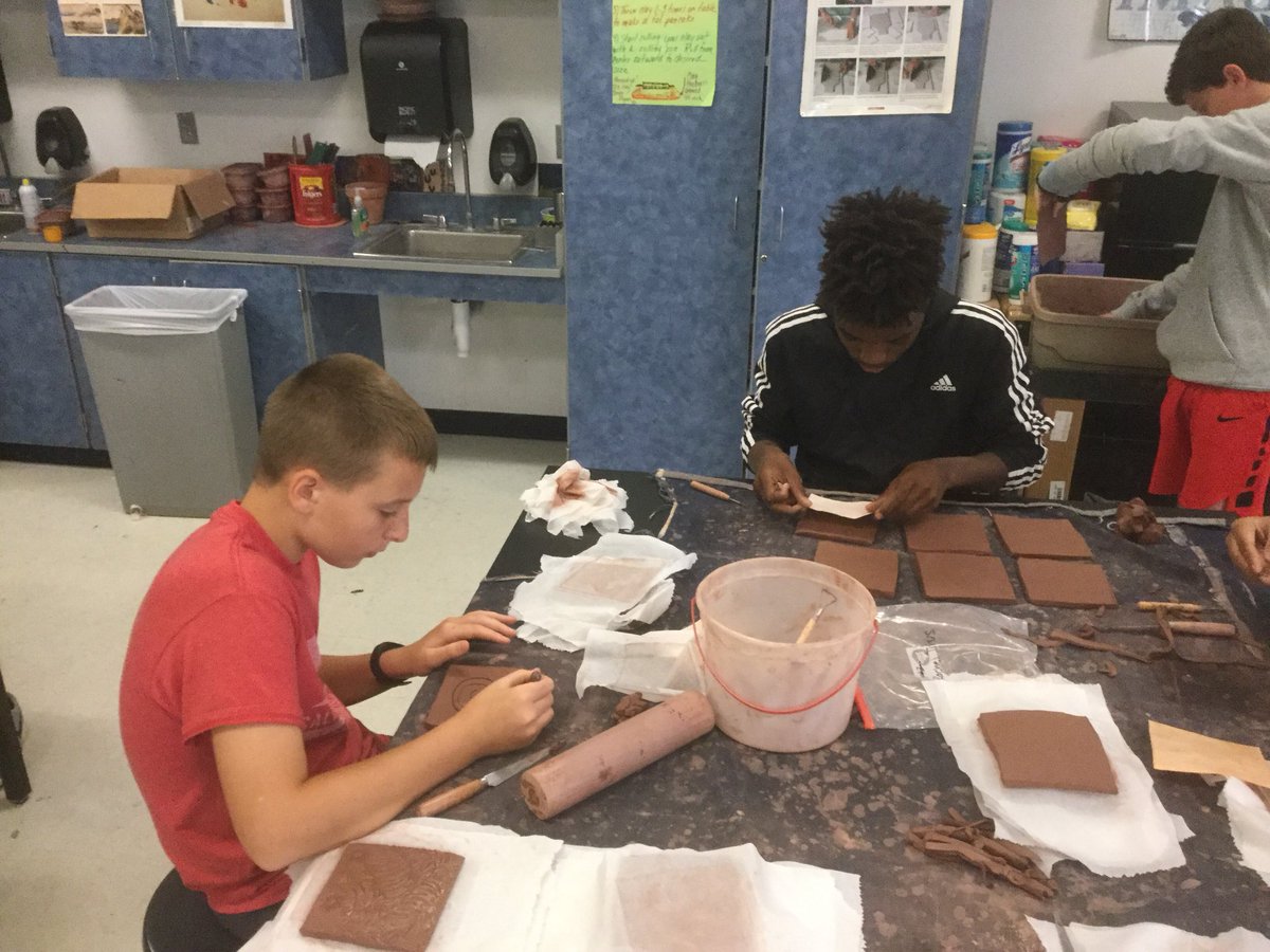 lncmsartgallery's tweet photo. 8th Grade clay slab puzzle boxes are just about finished in 8th grade Art.  The students worked hard to construct these and give them a theme.  Here is a little sneak peek of the process.  #lncpride #msart #arted #arteducation #claylessons @LNCharter #handbuilding #artofed https://t.co/DLi4QkHTaM