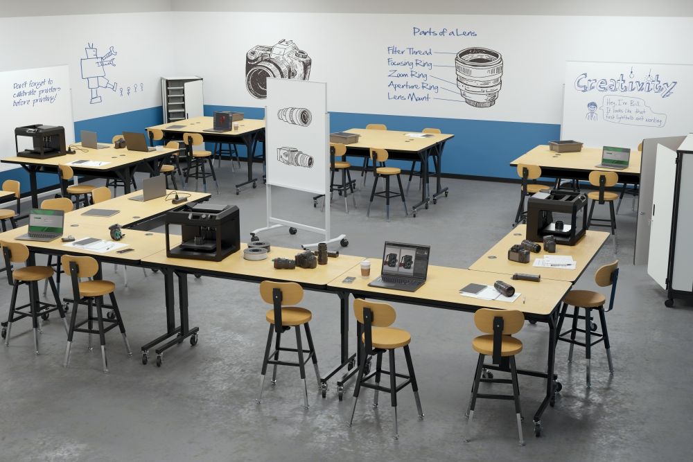 Bluum_EdTech's tweet photo. Make any classroom, lab, or library space more collaborative and fun with the many different furniture solutions available through @MooreCoInc! See their furniture on display at the #Troxell booth #513 at #NYSCATE18 next week! https://t.co/XnMdQdKQ12