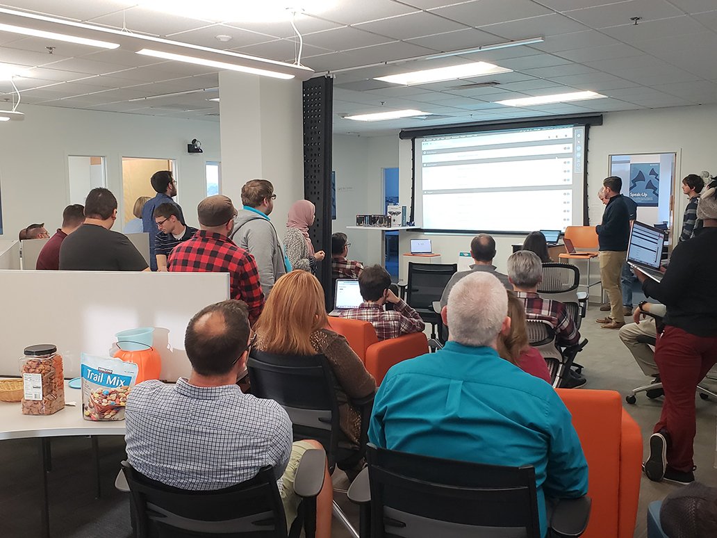 Newforma_HoldCo's tweet photo. Each year, our talented software engineers come together to share ideas during their annual #Octoberfest week. Thank you for letting us listen in on the last day's Shark Tank panel, and a special thanks to Ken Weeks for the photo showing off the #NewformaLife pride. π π https://t.co/bXq6AKel2k