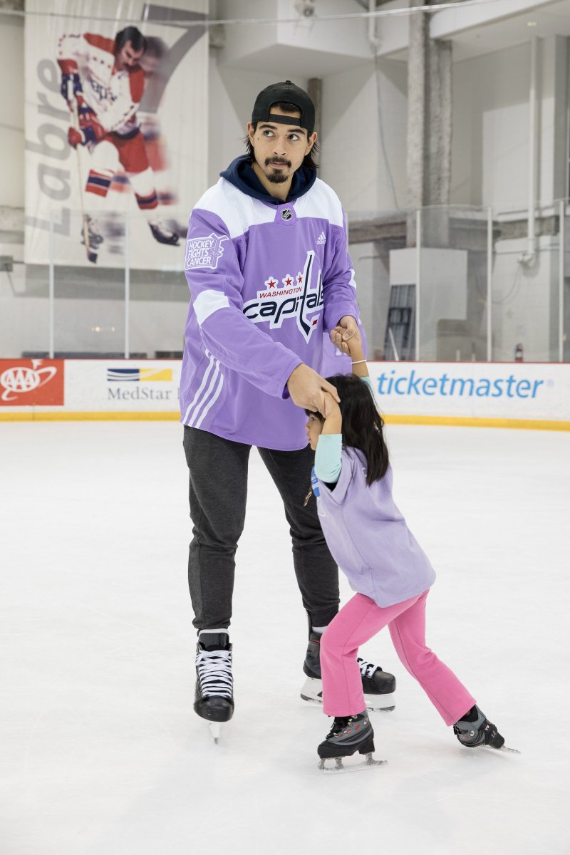Your first day skating is a lot easier when you have a pro showing you the ropes! Thanks to <a href="/josieg97/">Jonas Siegenthaler</a> for being such a great teacher to wish kid Lucia at #HockeyFightsCancer. <a href="/Capitals/">Washington Capitals</a> <a href="/CapitalsPR/">Capitals PR</a> #ALLCAPS #CapsFightCancer