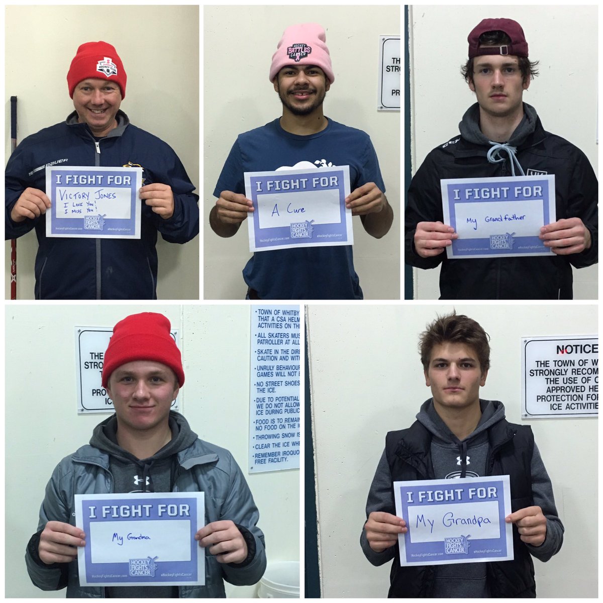 #HockeyFightsCancer tonight as <a href="/WhitbyAAAMidget/">Whitby Midget AAA</a> take on <a href="/YSEMidgetAAA/">YSE Midget AAA</a> at Iroquois in #Whitby at 9 PM

We all fight for someone. Here is who we fight for. Come and support your Wildcats as they play for something bigger than #hockey

Who are you fighting for? 💜🏒💜

#JoinTheFight