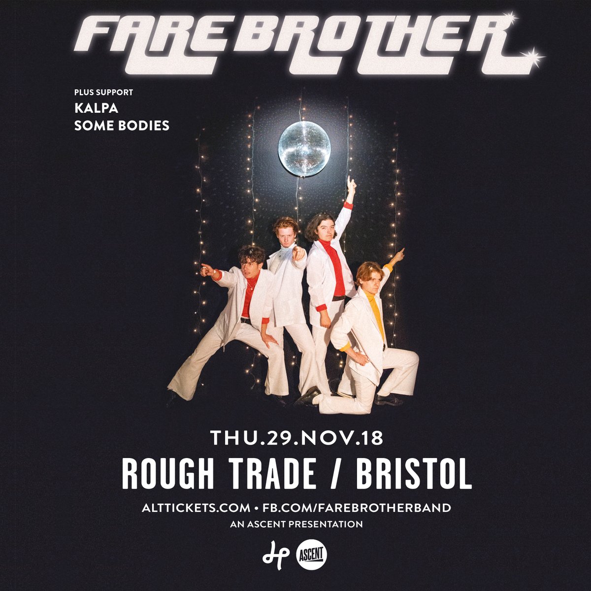 There's less than two weeks to go until @farebrotherband headline <a href="/RoughTrade/">Rough Trade</a> Bristol and we're very excited to have <a href="/kalpaboys/">Kalpa</a> and Some Bodies opening the show! Get your hands on a ticket while you still can!

Tickets: alttickets.com/farebrother-ti…