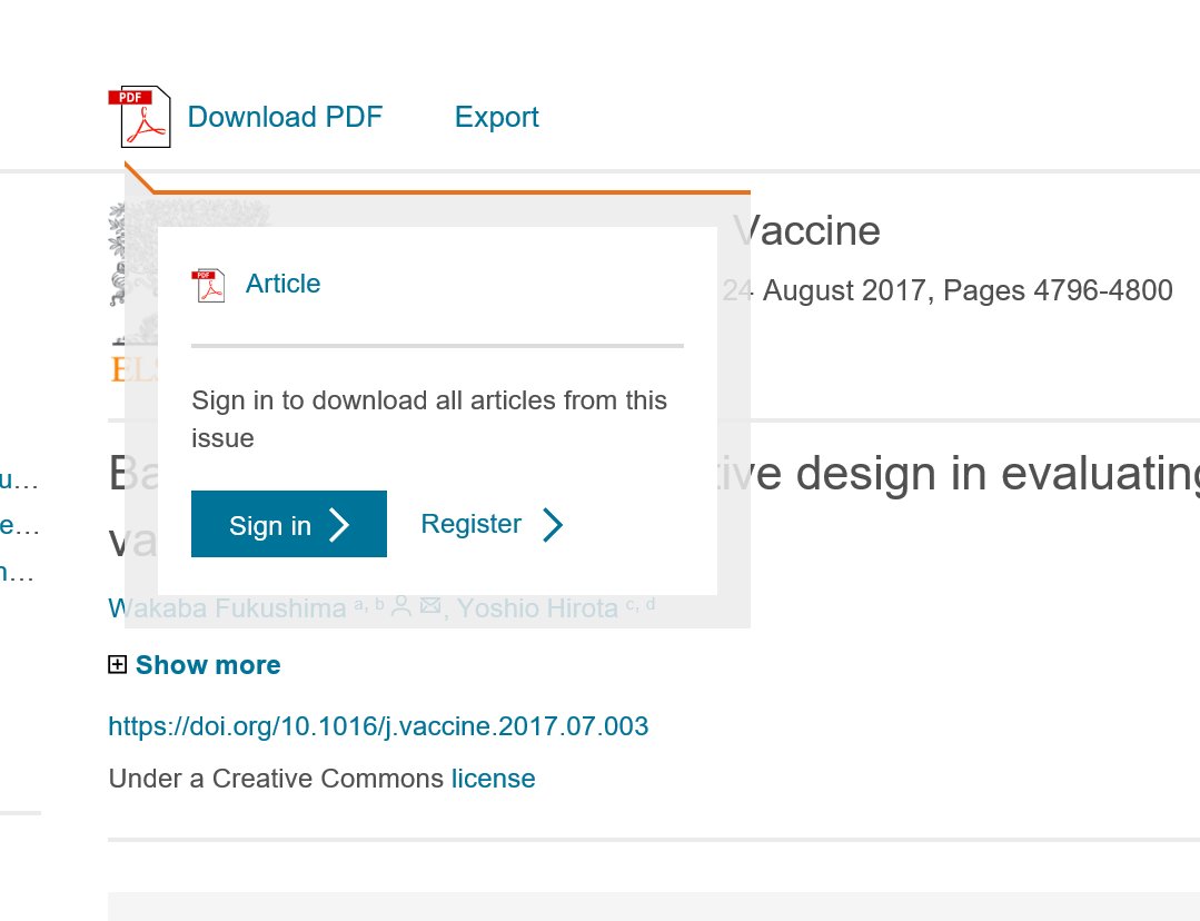 ashleydfarley's tweet photo. Ugh @ElsevierConnect this is a terrible UX update. It took me a good minute to realize that I needed to click on "Article". This is an OA article &amp; we subscribe to this journal. I expect that when I click on "Download PDF" I get the PDF. No one wants the entire issue or to log in https://t.co/EFenTngWTP