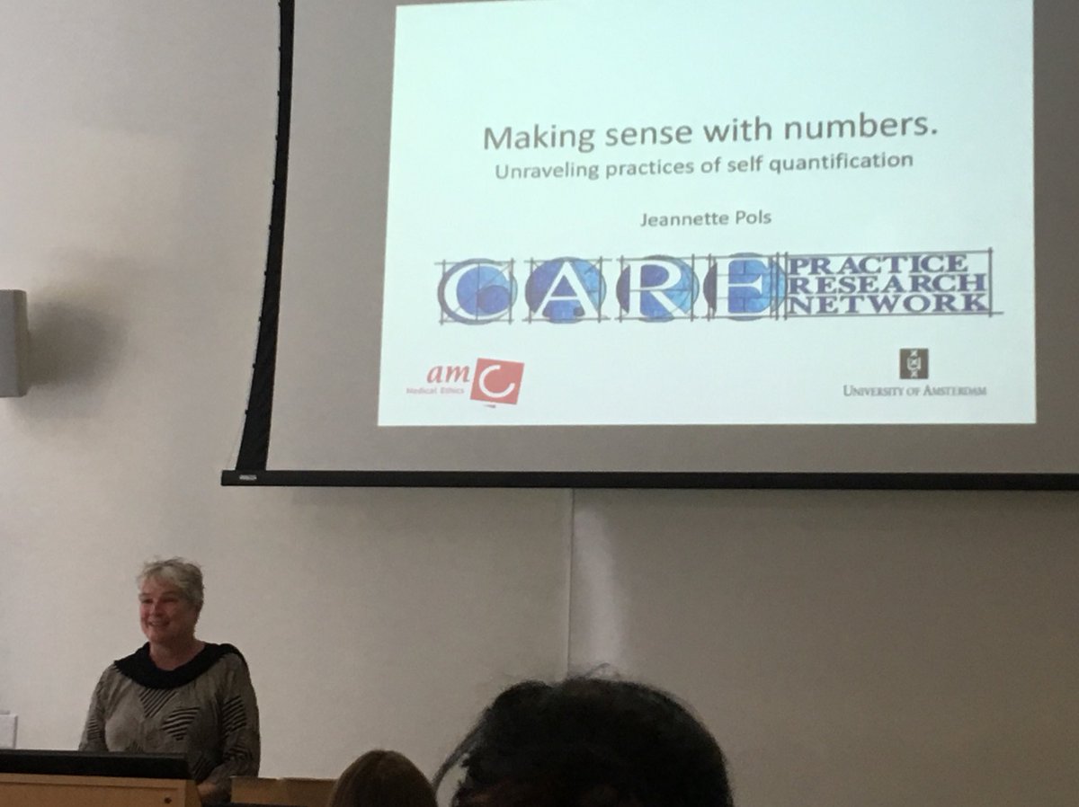 CarePractices's tweet photo. Jeannette Pols from Amsterdam presenting on the self quantification practices at the #carepractices research symposium at ⁦@UAlbertaNursing⁩ https://t.co/ycslu0G4jb