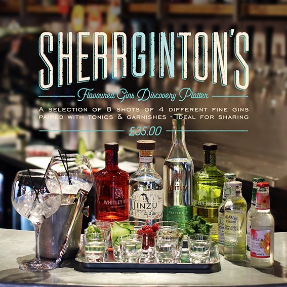 SherringtonsB's tweet image. Our new Gin Discovery Platters launch tonight🤗 8 shots of 4 different gins with 4 different tonics and garnish! They look fantastic it’s a journey into Gin discovery! #ginandtonic #stayinwigan @whitleyneillgin @jj_whitley #itsanexperience we are talking Cardamon pods😎