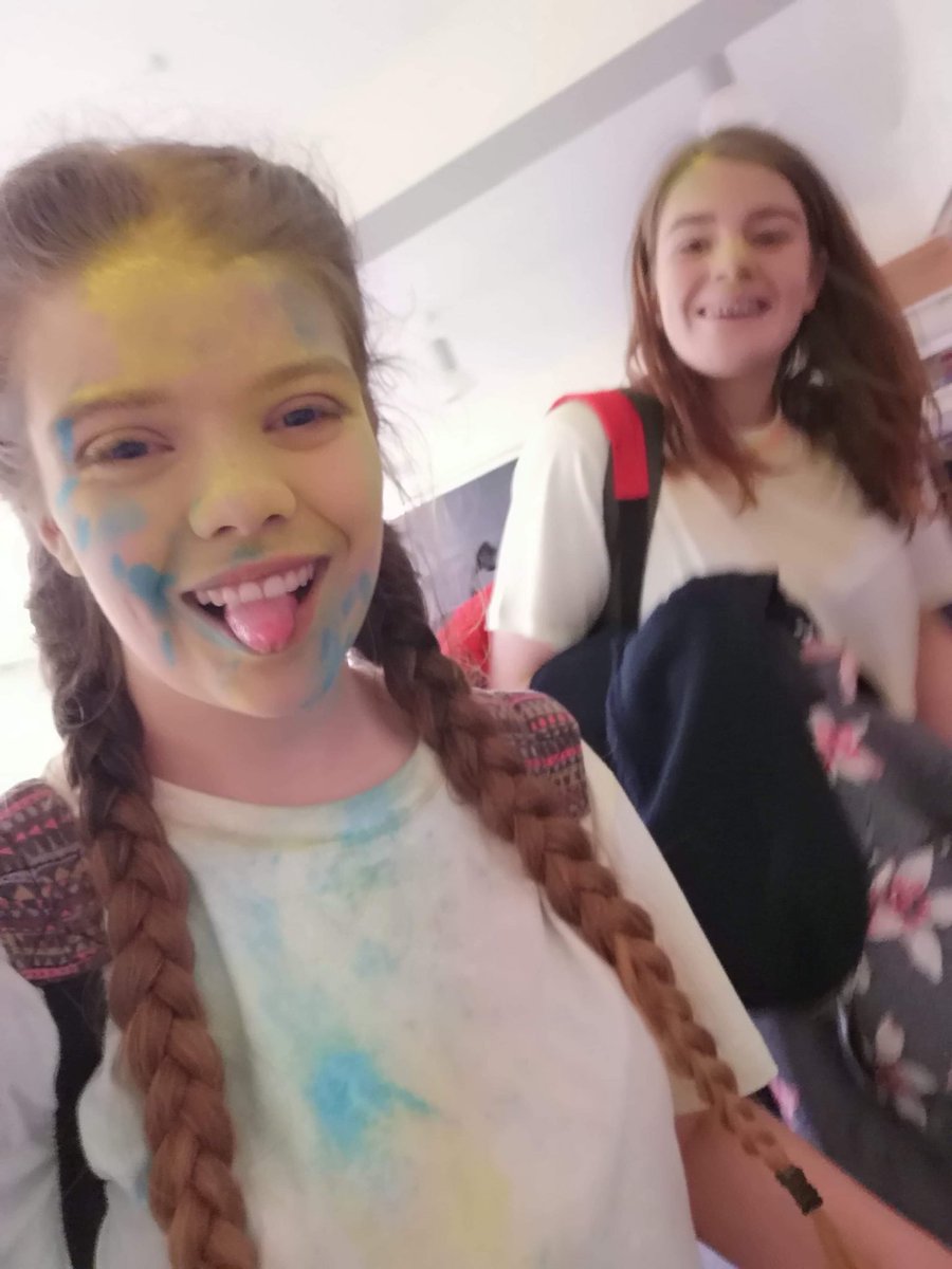 NIgirl4090's tweet photo. Colour run for #ChildrenInNeed #Pudsey #BBCchildreninneed #childreninneed2018 #yellow #colour #sponsor #school #basfc @Bangor_Academy https://t.co/H5hiHnW0nw