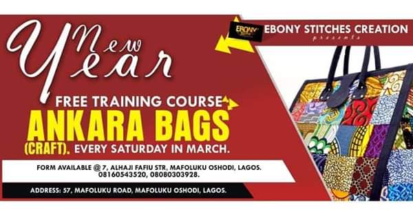 RaisingDesigner's tweet image. Free training on Ankara Bag Making is currently on @Ebony Stitches.
All Saturdays in the month of November and December....
Check flier for more details or contact us 08080303928, 08160543520