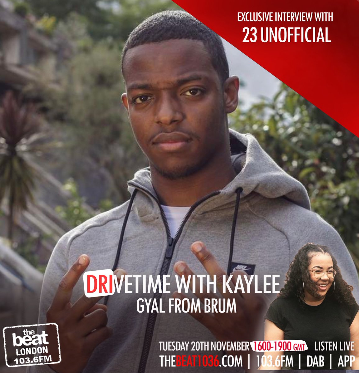 TheBeat1036fm's tweet photo. NEXT WEEK!!

Special Guest @23Unofficial will be live on air with your Gyal From Brum @kayleegolding_

Don't miss it!!! 

TUES 4PM-7PM #DriveTimeWithKaylee https://t.co/FTR8jJcRpf