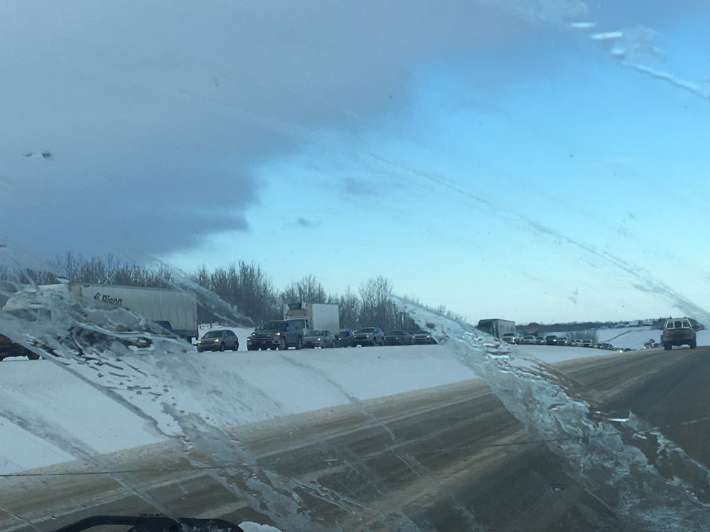 idrive2live's tweet photo. Southbound #qe2 #abroads accident just south of Menaik road. Traffic at a standstill all the way to the Maskwacis exit. https://t.co/4rLXdkVjTN