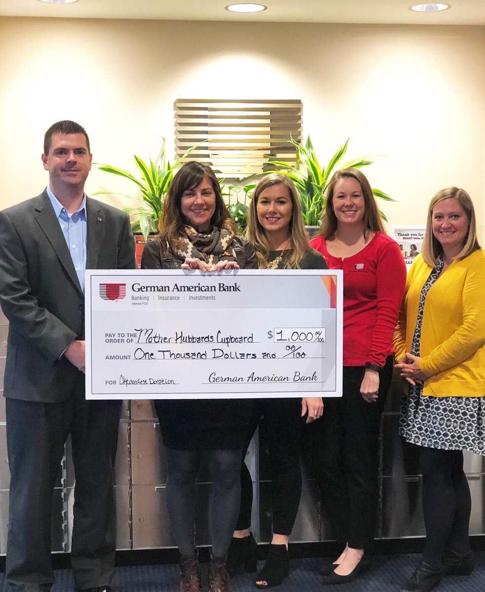 German American Bank's Bloomington Team recently sponsored a give back to the local community event. We matched donations given &are proud to give a $1,000 donation to 3 Bloomington/Monroe Co. Organizations.

• @GirlsIncMonroe
• @PetsAliveIN 
• @MHCfoodpantry