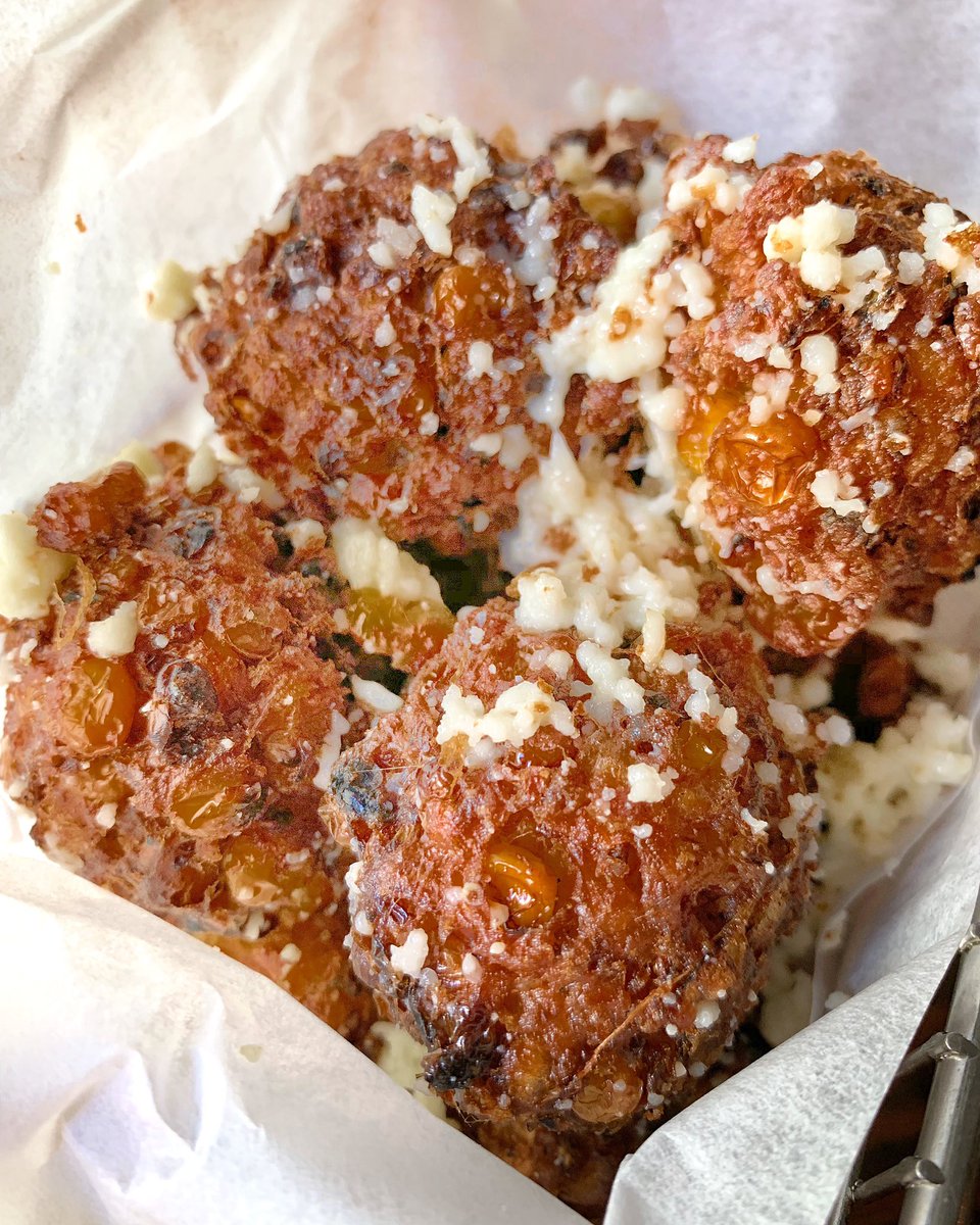 Fridays are for comfort food like our Elote Fritters with cojita cheese, spicy lime aioli. 😍