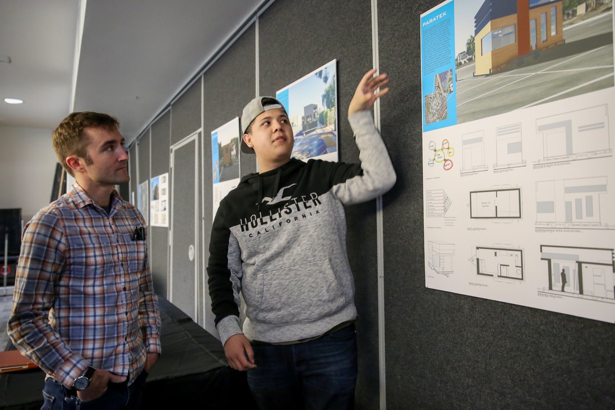 SWC_college's tweet photo. We capped off Hunger &amp; Homelessness Awareness Week with the Jag Village tiny house showcase, featuring designs by our architecture students. Each created a parking-spot-size house for students facing housing insecurities that emphasized livability, storage, and travel. #hhweek https://t.co/WC6ECwl9p7