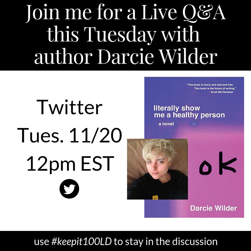lenadunham's tweet photo. I’m excited to talk to @333333333433333 on Tuesday about Literally Show Me A Healthy Person, her lovely, honest and convenient read for #keepit100LD’s October choice ♥️♥️♥️♥️ join us!!! https://t.co/MMSbB22Iv1