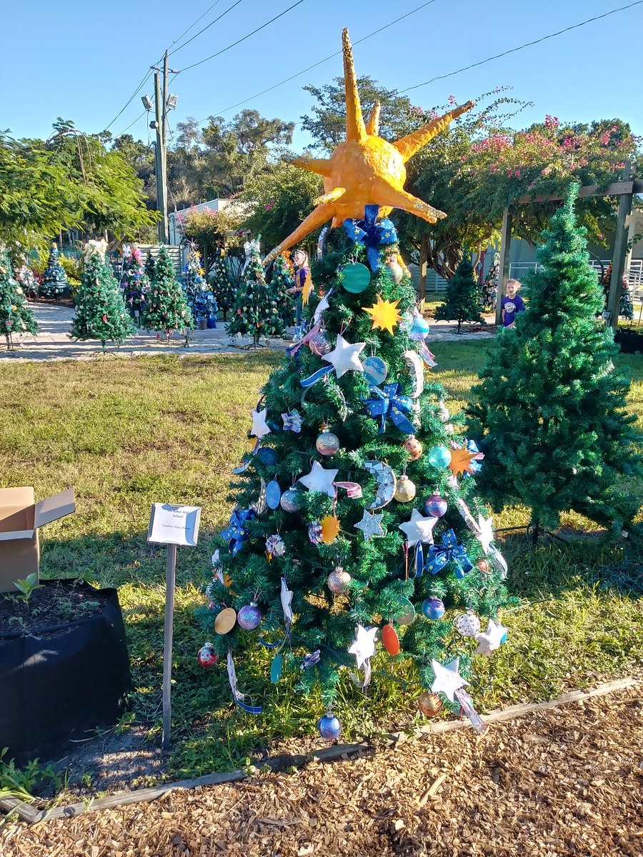 IdaBakerArt1's tweet photo. Our awesome tree is decorated! All the schools' trees look amazing! #socreative #artclub #handmadeornaments #crazybutfun #sunshineandmoonlight https://t.co/mG99ykXld2