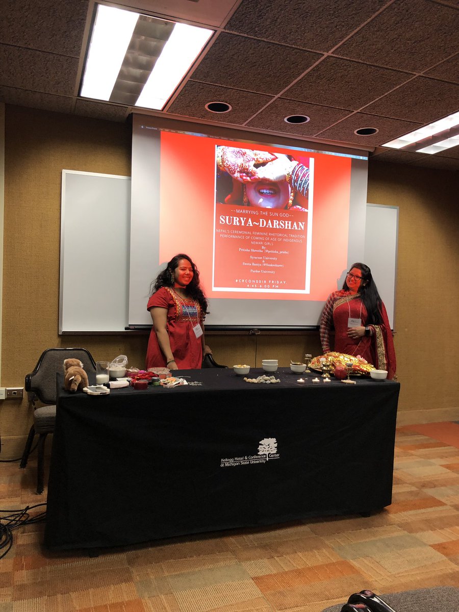 argella's tweet photo. The incredible @pritisha_prisha &amp; @Sunkesharee in #CRCON18 #e9: performing a ceremonial Nepali tradition for the coming of age of young girls https://t.co/nkv7Zhk7RC