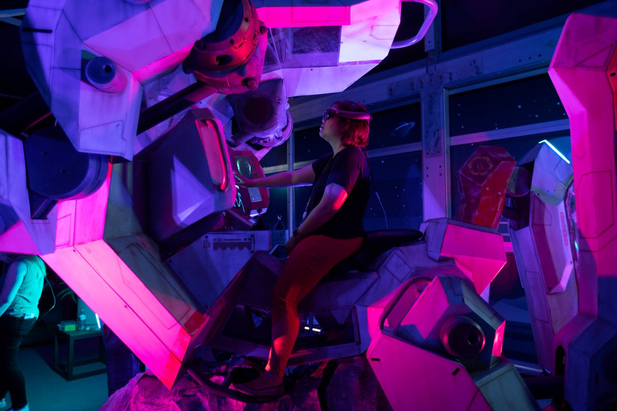 AmadaAmericaInc's tweet photo. AMADA customer @MeowWolf uses the FO 3015 M2 NT laser cutting technology for their immersive media experiences. The FOM2 was used to cut the control panel for this virtual reality robot prop. #AMADAAMERICA #FOM2 #LaserCutting #Fabrication #VR https://t.co/FIkSykYY8f