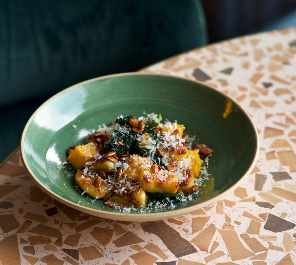 Gnocchi, butternut squash, crispy kale #SaplingDalston