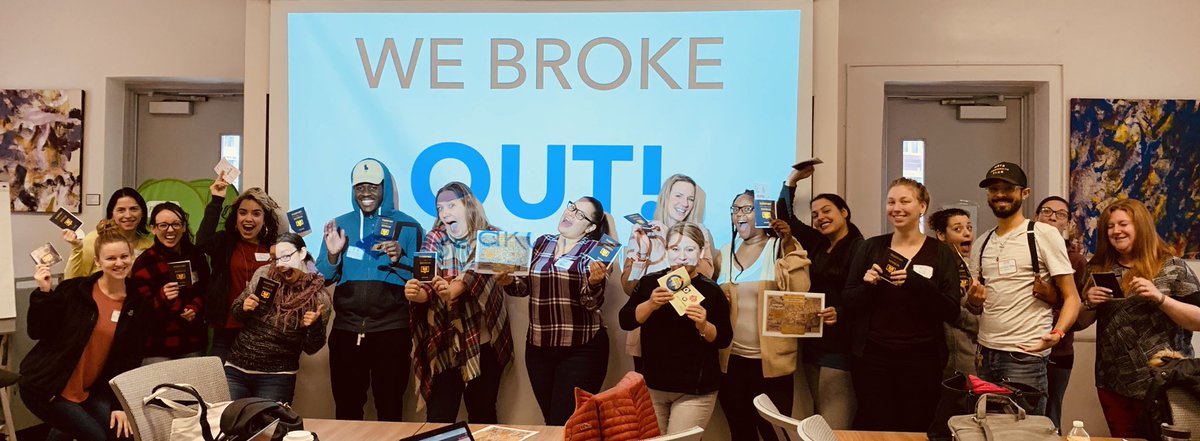 seanmarnold's tweet image. I get to take several @NYCSchools #District75 teachers on an #EdTechAdventure today exploring the digital classroom and solving a #BreakoutEDU to unlock their EdTech Passports.