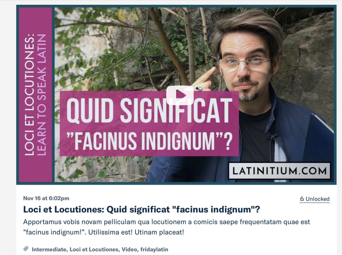 latinitium's tweet photo. We just published a new Latin video on Patreon in which I discuss the very useful expression ”Facinus indignum”. Hope you enjoy it! #fridaylatin #loqlat #learnlatin https://t.co/roxRL5jlOe