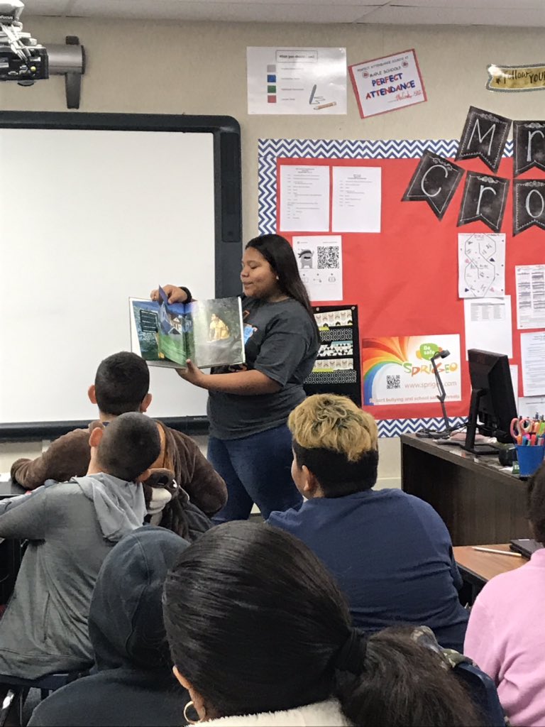 MrsCrook1126's tweet photo. My ❤️ is full. #WonderCrooks had my past student come in and read to us for #BountyofBooksDay! As an added extra, she shared about what #AVID is doing for her in Middle School. #TCSDshare #AVIDrocks #readingrocks #proudmoment https://t.co/4NXHEljhWG