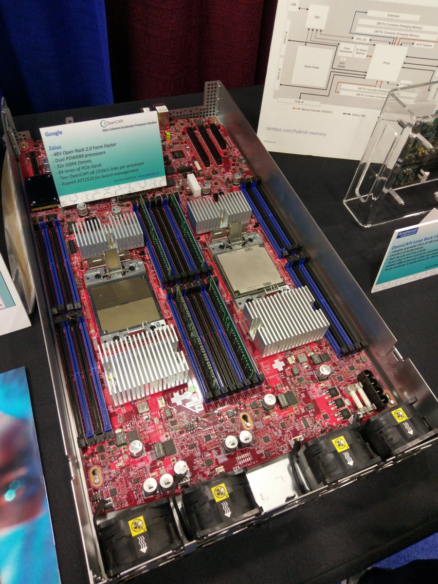gabor_samu's tweet photo. Definitely some #POWER-ful memories from #SC18 this year!  #POWER9 systems on display including Google Zaius, Barreleye G2 and @IBMPowerSystems #S922L and 'Newell', better known as #AC922 upon which the top two supercomputers Summit and Sierra are based.  #IBMSC18  #OpenPOWER https://t.co/vksNQ9OBAr