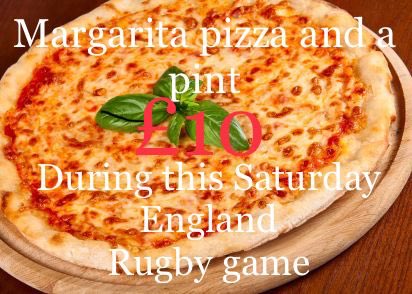 #itsback Watch England play on our big screen this Saturday and get a margarita pizza and a pint for only £10