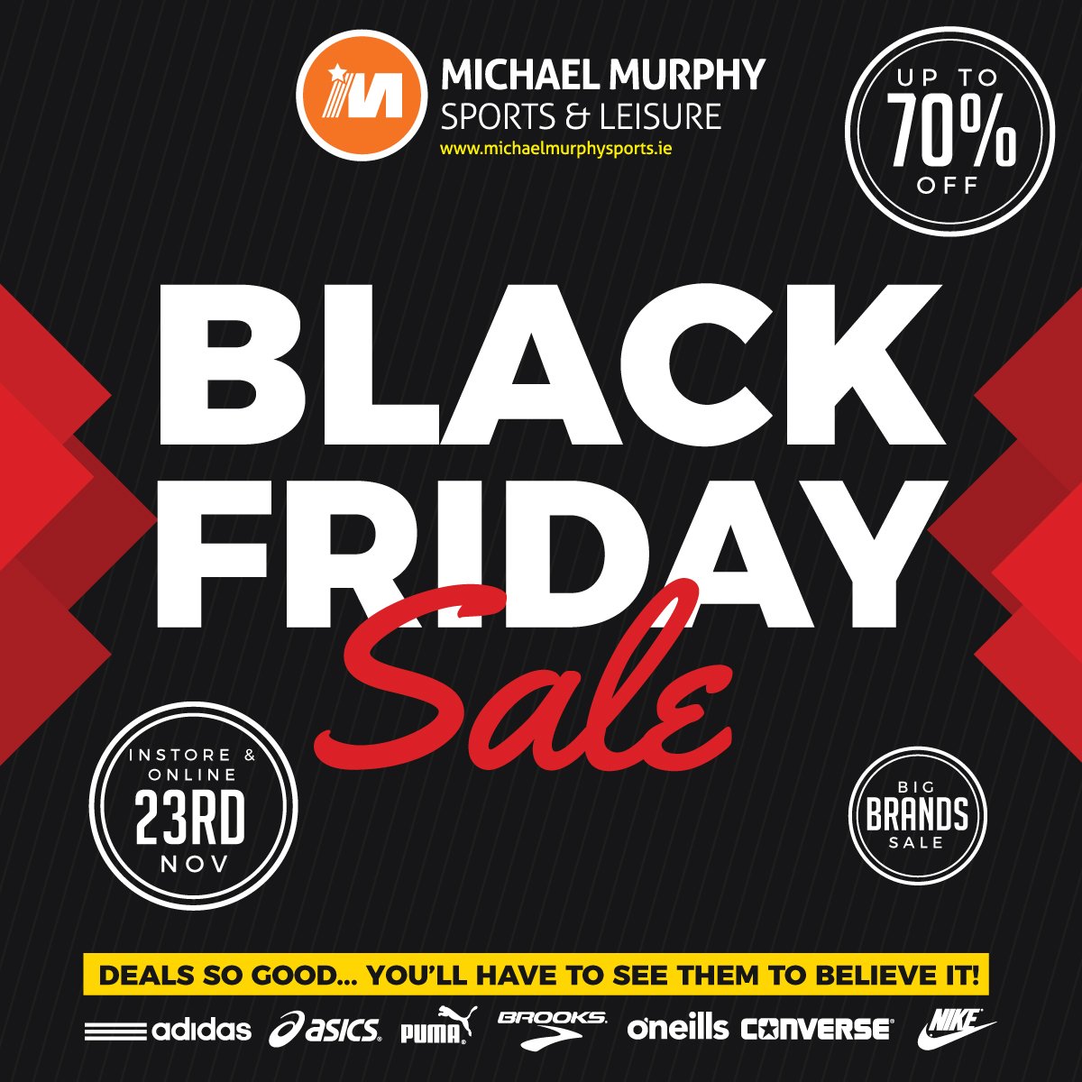 dun Omhoog De lucht Michael Murphy Sports on Twitter: "⚫️⚫️The countdown is on to the Black Friday Sale⚫️⚫️ You can expect AMAZING discounts across leading sports brands so keep your eyes peeled 👀👀 #michaelmurphysports #blackfriday # blackfridaydeals dun Omhoog De lucht Michael Murphy Sports on Twitter: "⚫️⚫️The countdown is on to the Black Friday Sale⚫️⚫️ You can expect AMAZING discounts across leading sports brands so keep your eyes peeled 👀👀 #michaelmurphysports #blackfriday # blackfridaydeals