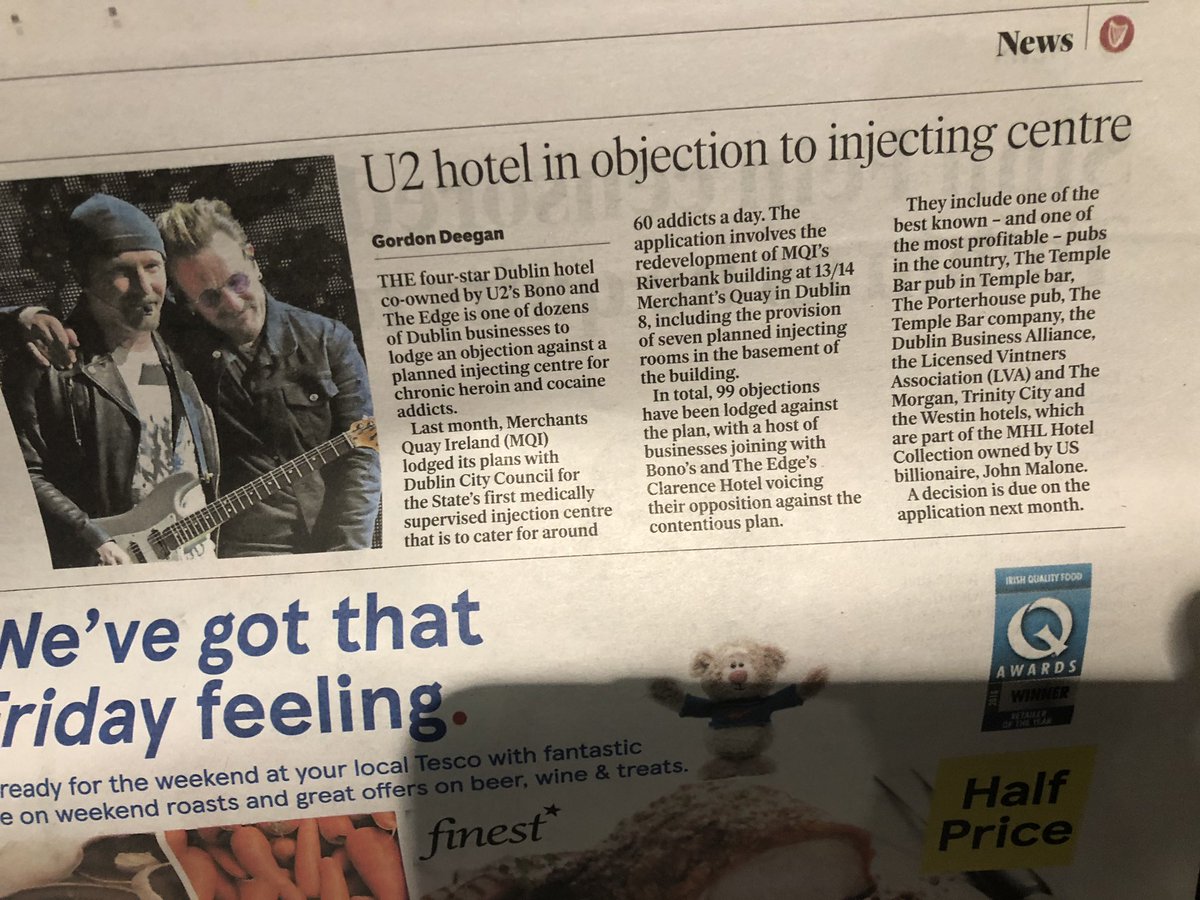 CentrePartyIre's tweet photo. Well @U2 liberals do n’t want injection centre to interfere with their business- @Independent_ie what a daft idea to place it in our city centre in the first place- rehabilitation first not facilitation https://t.co/xrPGJ49zWd
