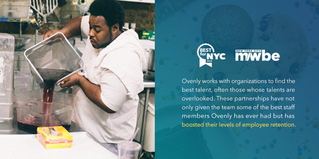 BestforNYC's tweet photo. Need new ways to power your business growth? @Ovenly a NYC M/WBE, hires inclusively because they know that’s what drives innovation. Instead of an interview, candidates shadow different positions to find the best fit. Read about more innovative practices: https://t.co/lZQdXyZzx1 https://t.co/M1sJcsYQ0a