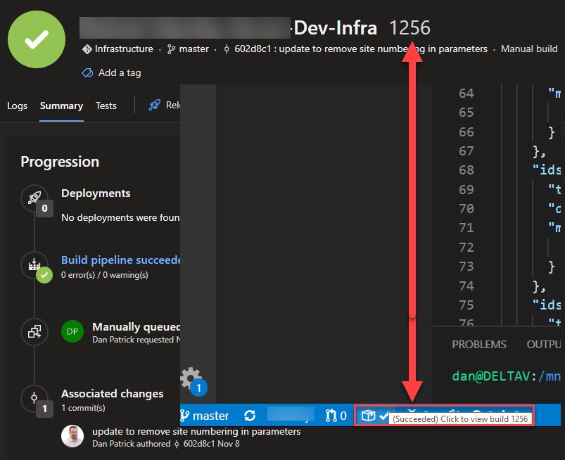 reidthestars's tweet photo. #ARMTip, install the @AzureDevOps Repos extension and you can see builds that complete from the @Code interface!  If you set up continuous deployment your ARM template will deploy when you push.  Once the build is complete you can click in the interface and be taken to the build https://t.co/TR4JGmfips