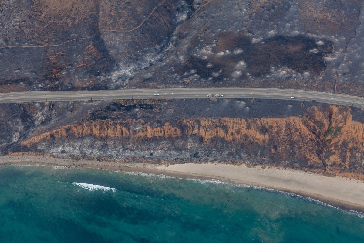aerial photo of Woolsey Fire burn area