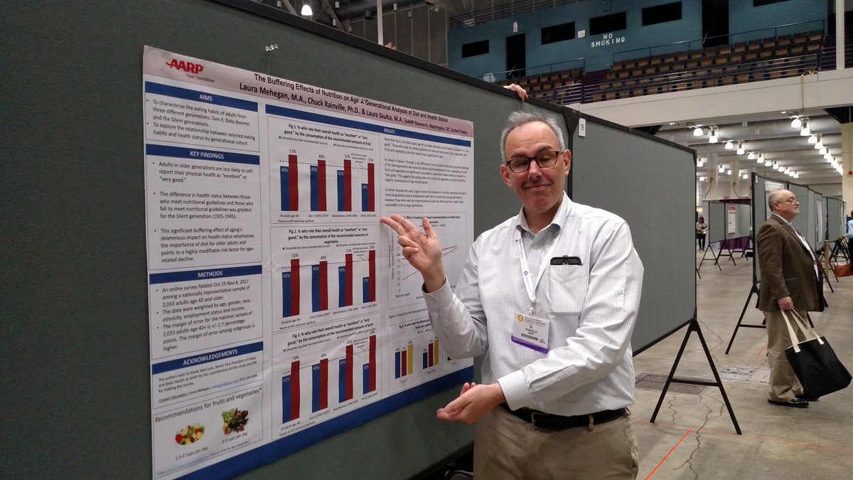 Poster session at #GSA18 with <a href="/GARainville/">G. Rainville</a> presenting on the buffering effects of nutrition on age.