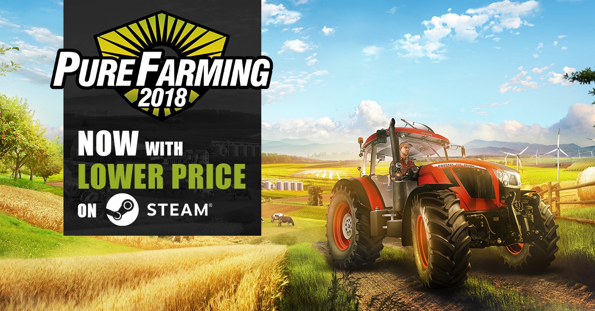 PureFarmingGame's tweet photo. Permanent price drop for Pure Farming 2018 just became a reality! 😍 Get your game on Steam and experience the life of a farmer right now.

PS: Price drop on consoles is on the way too, so stay tuned! 😎
#gooddeal #purefarming #farming #gamedev #indiegame https://t.co/QHyMqv2884