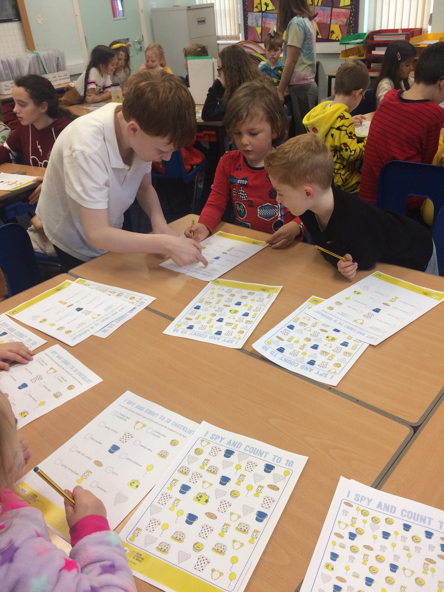 LiffPS's tweet photo. When 60% of teaching staff are off sick, there’s no supply cover and you have a full day of fundraising fun planned for Children in Need... 🤔💡... you draught in P6/7 to teach P1/2! Class of 42 and they were BRILLIANT! #LiffLearningLegends #ProudHT #shattered https://t.co/V60CgQANJZ