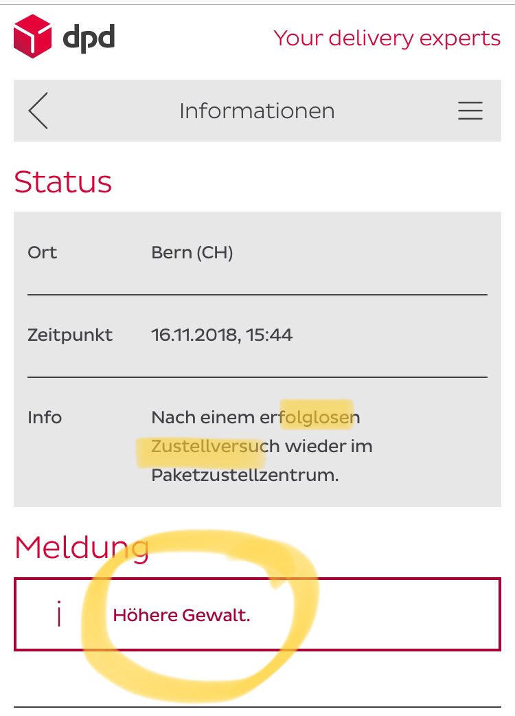 Claude_Grosjean's tweet photo. Liebe @dpd_de verhindert da etwa Gott persönlich die Zustellung oder wie darf ich diese Meldung verstehen?!? 🤔🤨🧐 @Appleladen #sosuckedonlineshopping #luftnachoben #servicefromhell https://t.co/50SYyOdTce