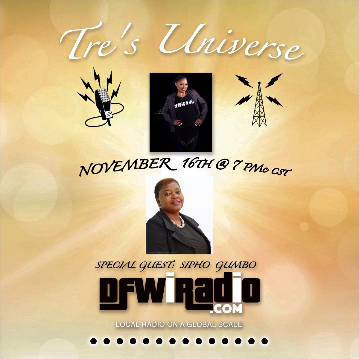 Trenisha5's tweet photo. Everyone, please join Tre’s Universe @7pm CST for our special guest, Sipho Gumbo, as we discuss her facial product called Yangu Beauty. #tresuniverse #dfwiradio #onlineradio #facialtreatment #facialproducts #africanamerican https://t.co/av2SoZfyQ7